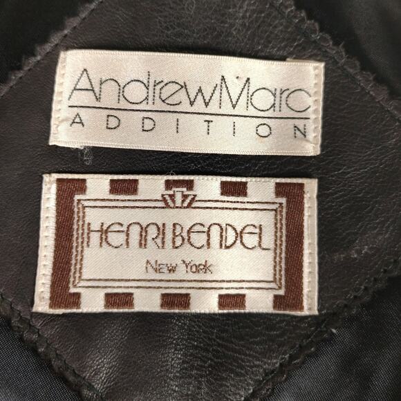 Andrew Marc x Henri Bendel Leather Moto Jacket S Buttery Soft Belted Zip - Picture 14 of 16